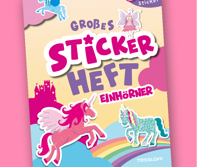 Großes Stickerheft Einhörner