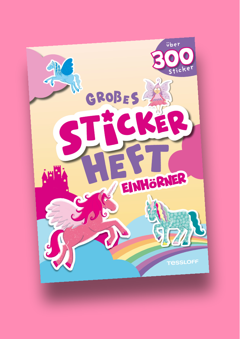 Großes Stickerheft Einhörner